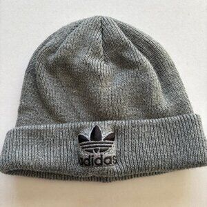 ADIDAS Beanie Unisex Winter Hat Grey with Black Raised Trefoil Logo